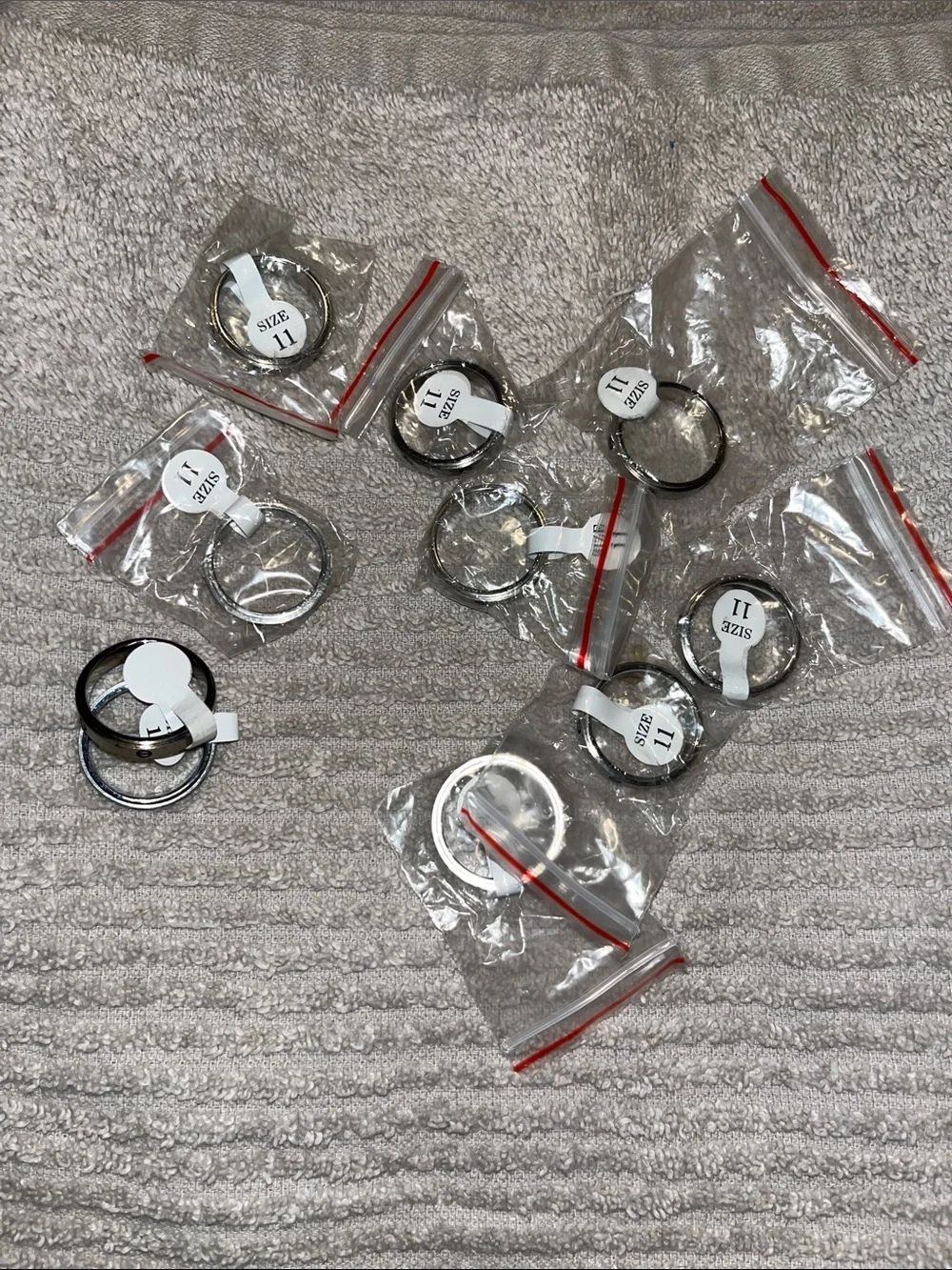Lot of 10 Men's Stainless Steel with Lockdown/Commitment Band Rings size 11